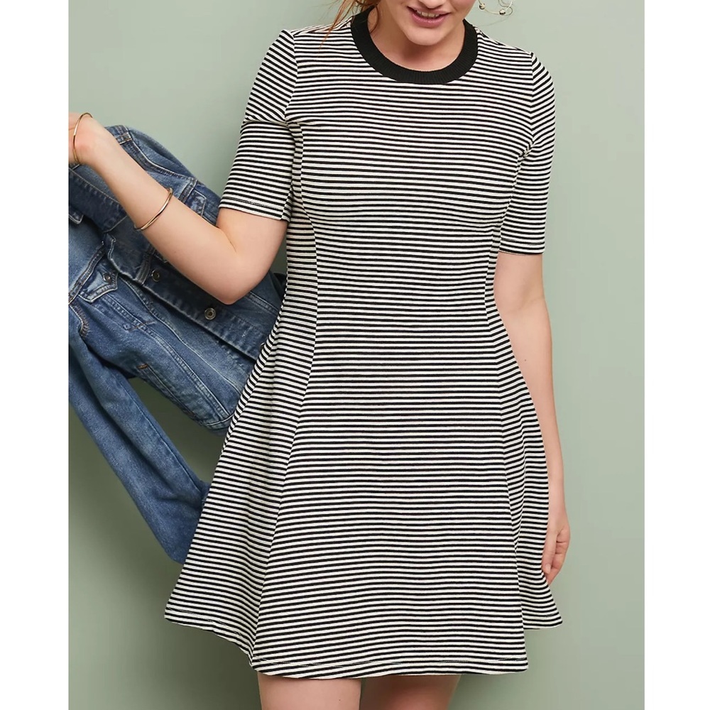 Anthropologie Striped Ribbed Knit Tunic Dress